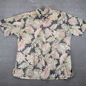 Cooke‎ Street Men's Floral Hawaiian Shirt Tropical Leaf Print Short Sleeve XL